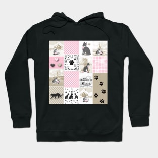 Cat Lovers Patchwork Pattern Hoodie